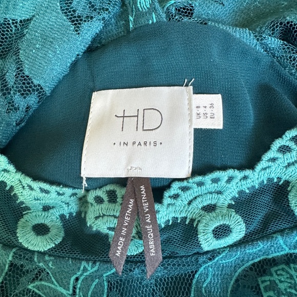 Anthropologie HD in Paris stunning pre-owned, embroidered, teal, lace blouse. - Picture 3 of 8